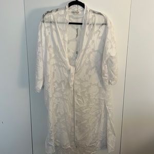 Kensie White Sheer Floral Burnout Lace Kimono